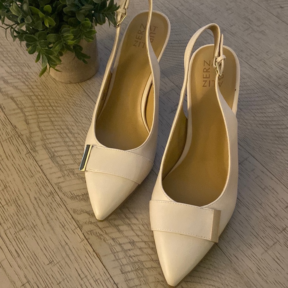 Naturalized slingback heels
